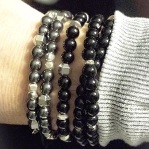 Black Jasper Stone Bead Bracelet